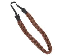 TIDTALEO Fashion Elastic Braided Headband for Women Wide Plaited Synthetic Hair Band Adjustable Stretch Hairpiece Coffee Color Natural Look Beauty Accessory
