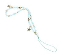 TIDTALEO Five-star Blue Phone Strap Lanyard with Crystal Bead Charm, Wristlet Chain for Women, Anti-lost Pendant Suitable for Mobile Phone Decoration