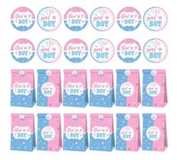 TIDTALEO Gender Reveal Party Bags 12pcs with Self-adhesive Paper Stickers Assorted Colour Bags for Shower and Other Parties