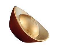 TIDTALEO Golden Brass Wealth Ingot Statue with Rounded Edges, Traditional Chinese Mini Metal Ingot for Home Decor, Creative Feng Shui Ornament to Enhance Luck and Prosperity