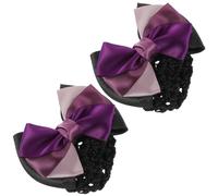 TIDTALEO Hair Bun Cover Holds Hair Perfectly 2pcs Three-layer Bow Design Metal and Oxford Cloth Material Not Easy to Fall for Work