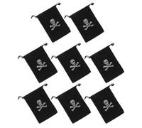 TIDTALEO Halloween Pirate Drawstring Bags 8pcs Set, Black Polyester Spacious and Portable Candy Treat Bags for Home Decor and On-the-go Use, for Halloween Party Favour Supplies