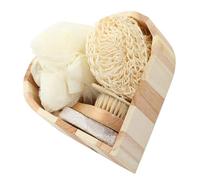 TIDTALEO Heart-Shaped Bath Tool with Natural Twine Gauze Body Exfoliating Scrubber and Foot File for Gentle Skin Care Comfortable Cleaning for Arms Legs Back Suitable for Family Use and