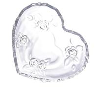 TIDTALEO Heart-Shaped Glass Snack Dish Tray with Three-Dimensional Rose Relief and Wavy Edge Decorative Effect, Delicate Smooth Appearance for Serving Snacks and Organizing Jewelries