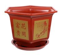 TIDTALEO Hexagonal Thickened Bonsai Planter Pot Brick Red Indoor Flower Planting Basins for Succulents Herbs Ferns Living Bedroom Kitchen Decor