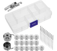 TIDTALEO Industrial Sewing Machine Bobbin Case Set with 31 Metal Bobbins, Easy to Install and Practical, Sturdy Iron and Plastic Construction for Home and Professional Use