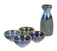 TIDTALEO Japanese Sake Set Ceramic Sake Pot 4 Ochoko Cups 220ml Small Size Traditional Porcelain Drinkware for Home Dining and Tea Ceremony Random Color Random Style