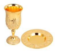 TIDTALEO Kiddush Cup Set Golden Zinc Alloy for Shabbos and Passover
