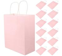 TIDTALEO Kraft Paper Bags with Handles, Easy to Carry and Stable 12pcs Foldable Bottom Design Medium Size Party Favor Bags for Festivals and Craft Fairs
