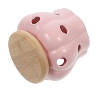 TIDTALEO Large Ceramic Garlic Keeper Jar Odor Resistant Storage Container with Lid Practical Bamboo Ventilated Design Extends Freshness for Kitchen Countertop for and Onion