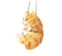 TIDTALEO Lifelike Resin Animal Swing Statue Yellow Cat Figurine Garden Ornament for Patio Porch Lawn Indoor Outdoor Decorative Sculpture with Whimsical Expression Micro Landscape DIY