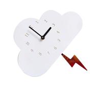 TIDTALEO Lovely Cloud Shape Wall Clock for Bedroom or Office, White Acrylic and Wood Material, Multifunctional Decor with Pendulum Swing and Silent Operation
