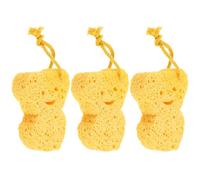 TIDTALEO Natural Bath Sponge 3pcs Set, Eco-Friendly Absorbent Cellulose Shower Sponges for Baby and Adult Bathing, Sturdy Soft Fibers Suitable for Newborns and Sensitive Skin Random Style