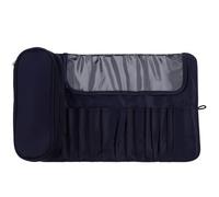 TIDTALEO Navy Blue Multifunctional Makeup Brush Rolling Bag with Foldable Cosmetic Storage Case Portable Makeup Organizer for Travel and Daily Use
