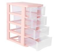 TIDTALEO Pink 4-layer Tall Plastic Drawer Desktop Storage Box Dustproof Makeup Organizer Case for Office Stationery and Cosmetic Storage Small Multilayer Unit for Bedroom and Desk