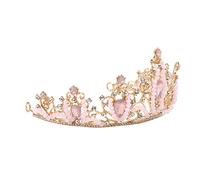 TIDTALEO Pink Rhinestone Crown Headdress for Sparkly Tiara Hairband Accessory for Birthdays Performances and Celebrations Lightweight Grip Eye Catching Design