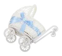 TIDTALEO Rattan Candy Basket Mini Blue with Handle, Wicker Stroller Basket for Wedding, Shower and Party Table Decor