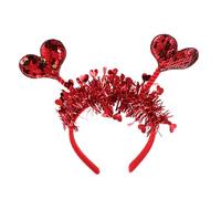 TIDTALEO Red Heart-shaped Headband Lightweight Comfort Sequin Hair Accessory for Valentine's Day Party and Masquerade Photo Prop with Adorable Glitter Fabric and Plastic Design