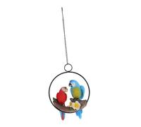 TIDTALEO Resin Cartoon Parrot Hanging Ornament with Weather-resistant Iron Ring Vibrant Garden Pendant for Balcony Indoor Decor Lifelike Outdoor Bird Decoration