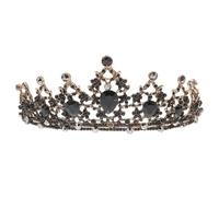 TIDTALEO Rhinestone Baroque Wedding Crown, Black Alloy Queen Tiara Headpiece for Brides and Adult Women's Special Occasions