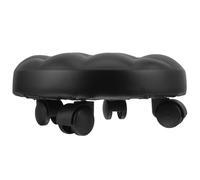 TIDTALEO Rotatable Low Rolling Stool with Leather Cushion and Foot Rest, Small Footstool with Sponge and Wood Material, for Bedroom or Bathroom Use, Black Colour, No Burrs Design