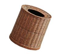TIDTALEO Round Rattan Waste Basket Large Capacity Retro Trash Can with Plastic Insert Open Top for Bathroom Bedroom Living Room Office Home Decor