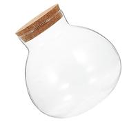 TIDTALEO Round Terrarium Jar Sealed Glass Cork Lid for Dried Goods and Spices for Windowsills and Study Areas