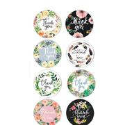 TIDTALEO Self-Adhesive with 500pcs Copper Plate Flower Pattern Labels Thank You Words Sticker Roll Strong Adhesiveness Unique Chic Wrapping for Baking and Biscuit Bag Stickers