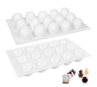 TIDTALEO Sphere Chocolate Mould with 15 Round Balls Silicone Mousse Cake Mould 2 Pcs Strong and Easy to Demold Dessert Silicone Mold for Baking Chocolate and Ice Cream at Family Gatherings