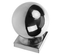 TIDTALEO Stainless Steel Round Handrail Balls 50mm with Square Base, Fence Post Caps for Deck Railings and Stair Banisters, Weather-Resistant Metal Railing Finials for Outdoor Fence