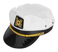 TIDTALEO Stylish Captain Cap with Curved Brim in White Polyester for Role-playing and Everyday Use, for Halloween, Party, and Boating Events