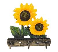 TIDTALEO Sunflower 4 Rounded Corner Hooks Wrought Iron Wall Hook Vintage Safe and Reliable and Key Ring Towel Holder for Home Storage and Aesthetic Wall Decoration