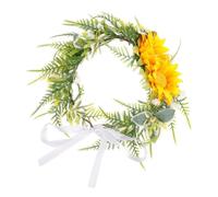 TIDTALEO Sunflower Floral Headband Garland Hair Wreath with Cloth and Iron Wire Material, Comfortable to Wear Wedding Headdress for Bride and Bridesmaids in Yellow Colour