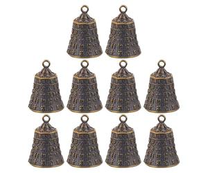 TIDTALEO Vintage Brass Bell Pendants Small Delicate Retro Jingle Bells for DIY Crafts 10 Pcs with Easy-to-hang Design, for Pendant Necklace Making and Home Decorations