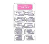 TIDTALEO White Crystal Nail Tips Quick UV Gel Extension Nail Plates with Measurement Scale 100pcs for Manicure Art Supplies Suitable for Salon and Home Use