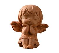 TIDTALEO Wooden Carved Angel Figurine Miniature Wings Sculpture for Home Decor and Spiritual Blessings Handcrafted Angel Girl Ornament Unique Artistic Decoration for Office and Cafe