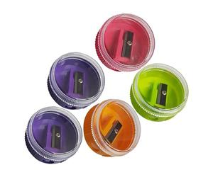 Tidy Top Pencil Sharpeners, Multicolour, Pack of 5, Single Hole Sharpeners, Multipack, Perfect for School Home Office Everyday Use, iZOFAX Black Ball Pen