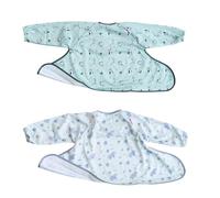 Tidy Tot 2 Pack Spare Weaning Bibs for Bib & Tray Kit - Coverall Baby Feeding Bib With Sleeves - Attach to Food Tray - Waterproof Long Sleeved - Mess Proof Baby Led Weaning BLW
