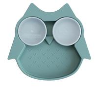 Tidy Tot®️ Baby and Toddler Silicone Feeding Plate | Secure Suction | Removable Divider Pots with Lids. Suction Plates for Babies from 6 Months. Owl and Fox