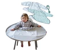 Tidy Tot- Bib & Tray Kit Baby Feeding Set - 3 Mess Proof Long Sleeve Smocks Attaches to Feeding Mat - Waterproof Bibs - Machine Washable & 1 Silicone Spoon. Fits Babies and Toddlers 6-36 months.