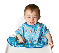 Tidy Tot®™ Cover & Catch™ Weaning Bib with Short Sleeves. Attaches to Highchairs with Suction for Mess Proof Baby Feeding. Waterproof Short Sleeved Bibs. Coverall BLW Bibs. Travel Bag Included.