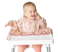 Tidy Tot®™ Cover & Catch™ Weaning Bib with Sleeves. Attaches to Highchairs with Suction for Mess Proof Baby Feeding. Waterproof Long Sleeved Bibs. Coverall BLW Bibs. Travel Bag Included.