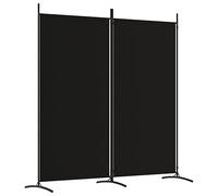 Tidyard 2-Panel Folding Room Divider, Freestanding Wall Privacy Screen, Room Partition Separator Wall Furniture for Bedroom, Living Room and Office Black 175x180 cm Fabric 476
