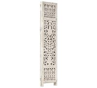 Tidyard 3-Panel Folding Room Divider, Hand Carved Wall Privacy Screen, Room Partition Separator Wall Furniture for Bedroom, Living Room and Office White 120x165 cm Solid Mango Wood 8 279
