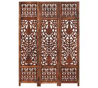 Tidyard 3-Panel Folding Room Divider, Hand Carved Wall Privacy Screen, Room Partition Separator Wall Furniture for Bedroom, Living Room and Office Brown 120x165 cm Solid Mango Wood 9 282