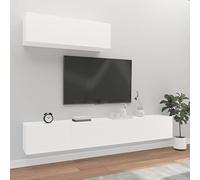 Tidyard 3 Piece Floating TV Cabinet Set Wall-mounted TV Storage Console Wall Storage Cupboard Set White Engineered Wood 1334