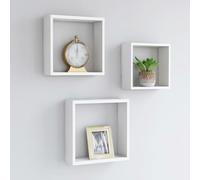 Tidyard 3-Piece MDF Wall Cube Shelves - White - Organize Decor with Invisible Mounting Model323949