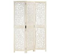 Tidyard 3-piece room divider hand-carved white 120×165cm solid mango wood screen Model285336