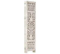 Tidyard 5-Panel Folding Room Divider, Hand Carved Wall Privacy Screen, Room Partition Separator Wall Furniture for Bedroom, Living Room and Office White 200x165 cm Solid Mango Wood 280