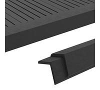 Tidyard 5 pcs Decking Angle Trims WPC Weather resistant Angel Bars L Profiles Decking Coener Trims Decking Board Wood Grain Composite Decking Protect 170 cm Black